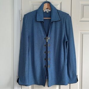 St. John Collection By Marie Gray Textured Blue Blazer knit jacket size 6
